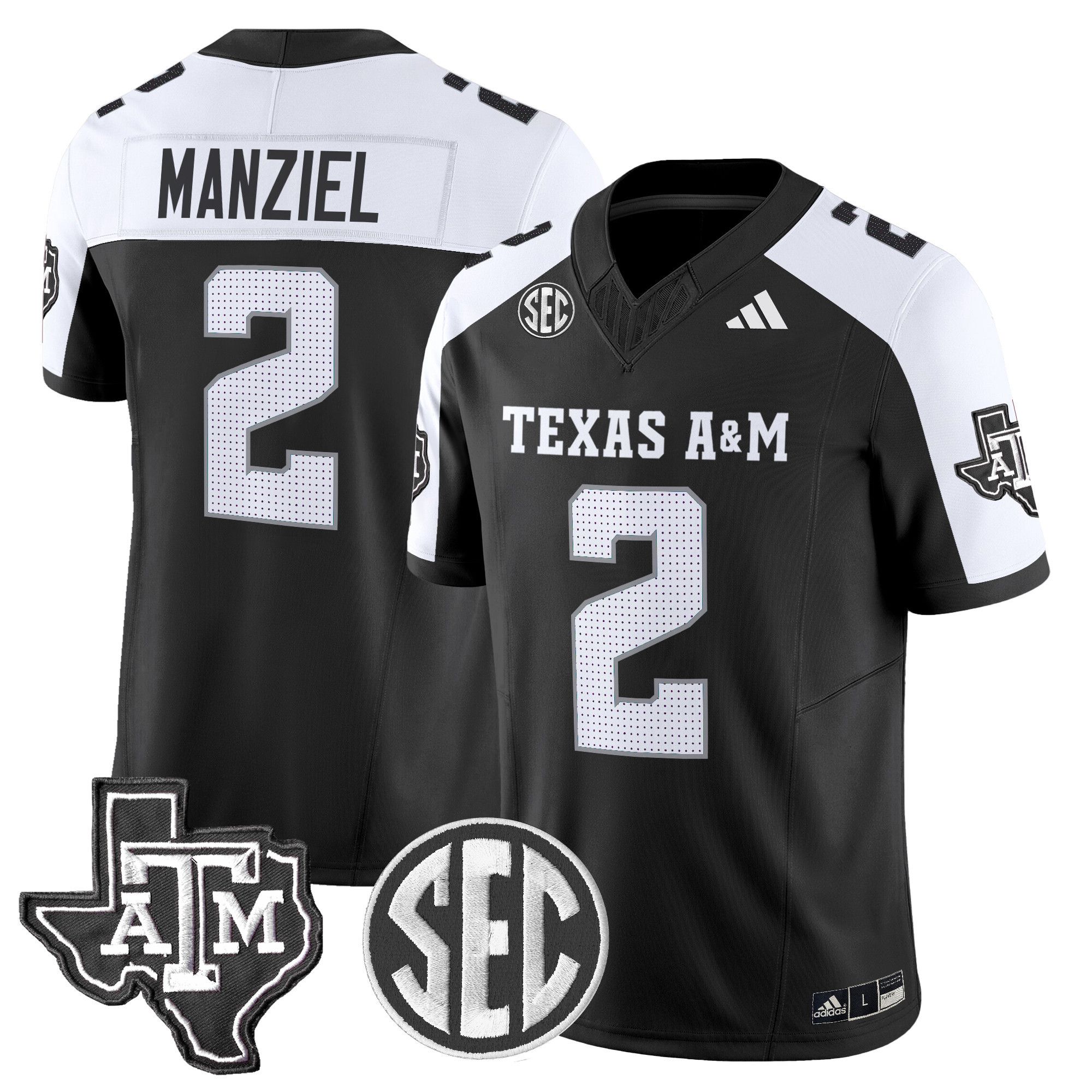 Men Texas A&M Aggies #2 Manziel Black 2024 Vapor Limited NCAA Jersey